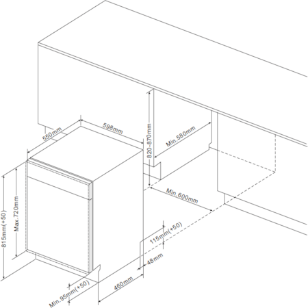 Masina de spalat vase incorporabila Hansa ZIM 634 B, 12 seturi, 4 programe, Clasa E, 60 cm