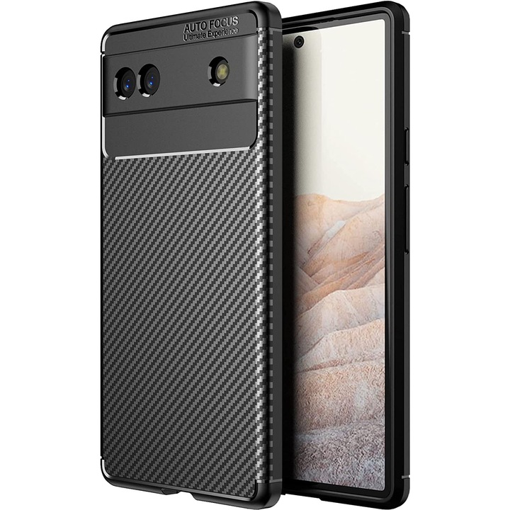 Husa Premium antisoc AutoFocus model Carbon, compatibila cu Google Pixel 6A / Negru
