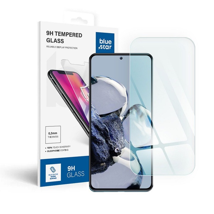 Xiaomi 12T 5G / 12T Pro 5G kompatibilis üvegfólia, előlapi, edzett, Bluestar