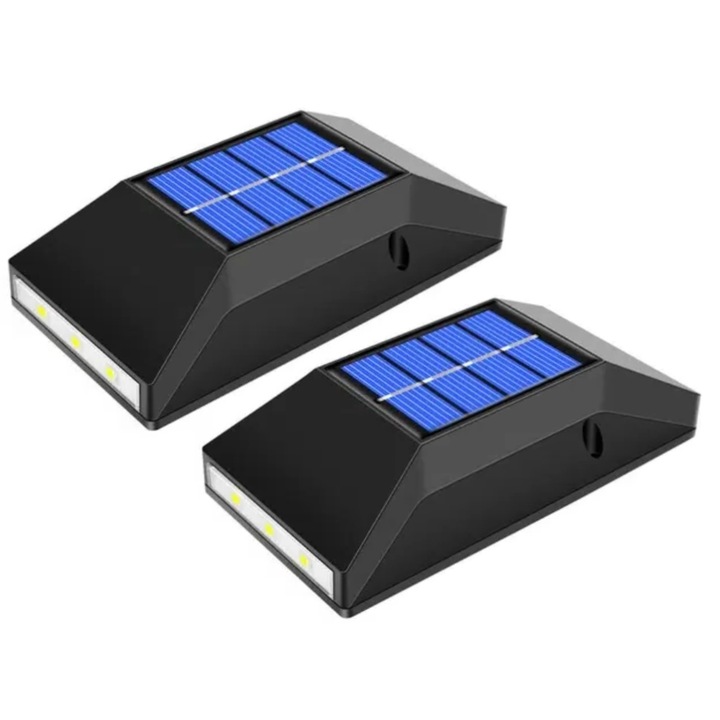 OEM Kültéri LED napelemes lámpa készlet, kétirányú, kerti vagy otthoni használatra, fekete ABS, meleg fényű, 2 db