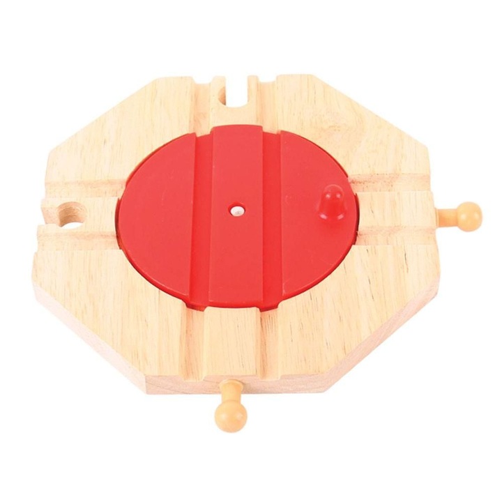 Intersectie sine, Bigjigs Rail, Lemn, Natural/Rosu, 3 ani+