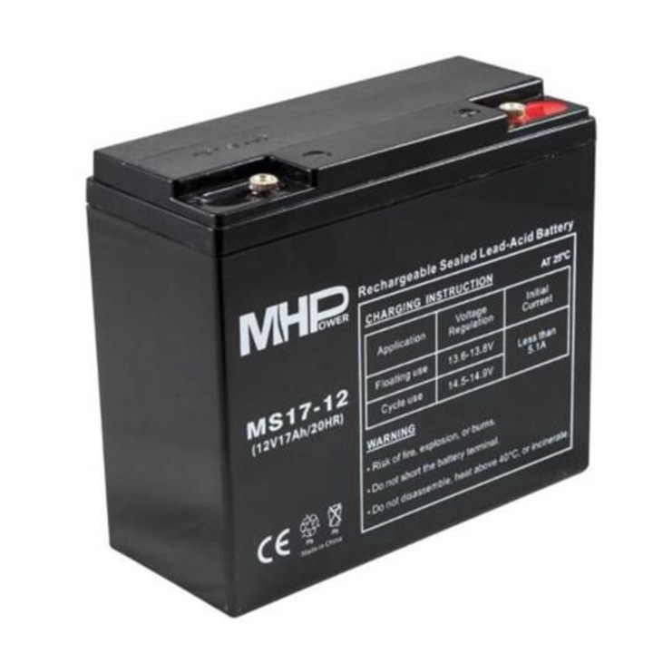 Akkumulátor, MHPower, MS17-12, VRLA AGM, 12V/17Ah