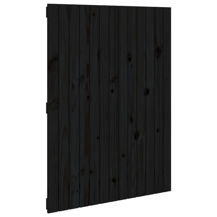 Tablie de pat pentru perete vidaXL, negru 82,5x3x110 cm lemn masiv pin, 7.8 kg