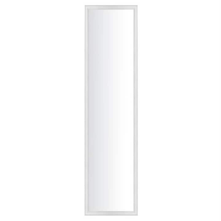 Oglinda cu rama din lemn, alb, cu cleme de fixare atat pe vertical cat si pe orizontal, 120 x 30 cm