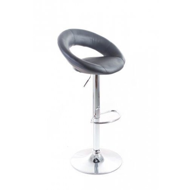 Бар стол G21, регулируем, стомана/кожа, черен