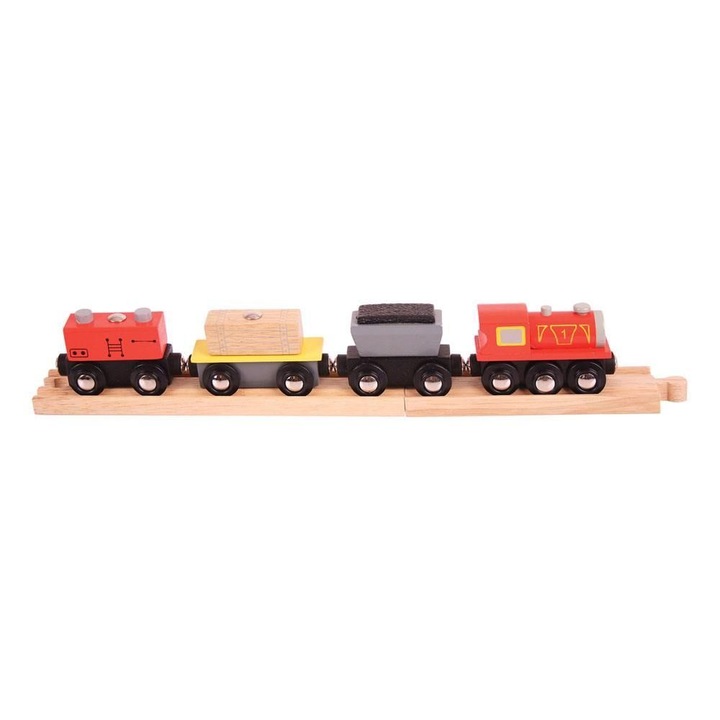 Tren de marfa, Bigjigs Rail, Lemn, Multicolor, 3 ani+