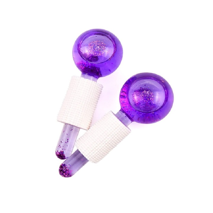 2 db DROPY® Beauty Globe készlet hideg arcmasszázshoz, arcizmok ellazításához, vérkeringés javításához, tonizáló, lila