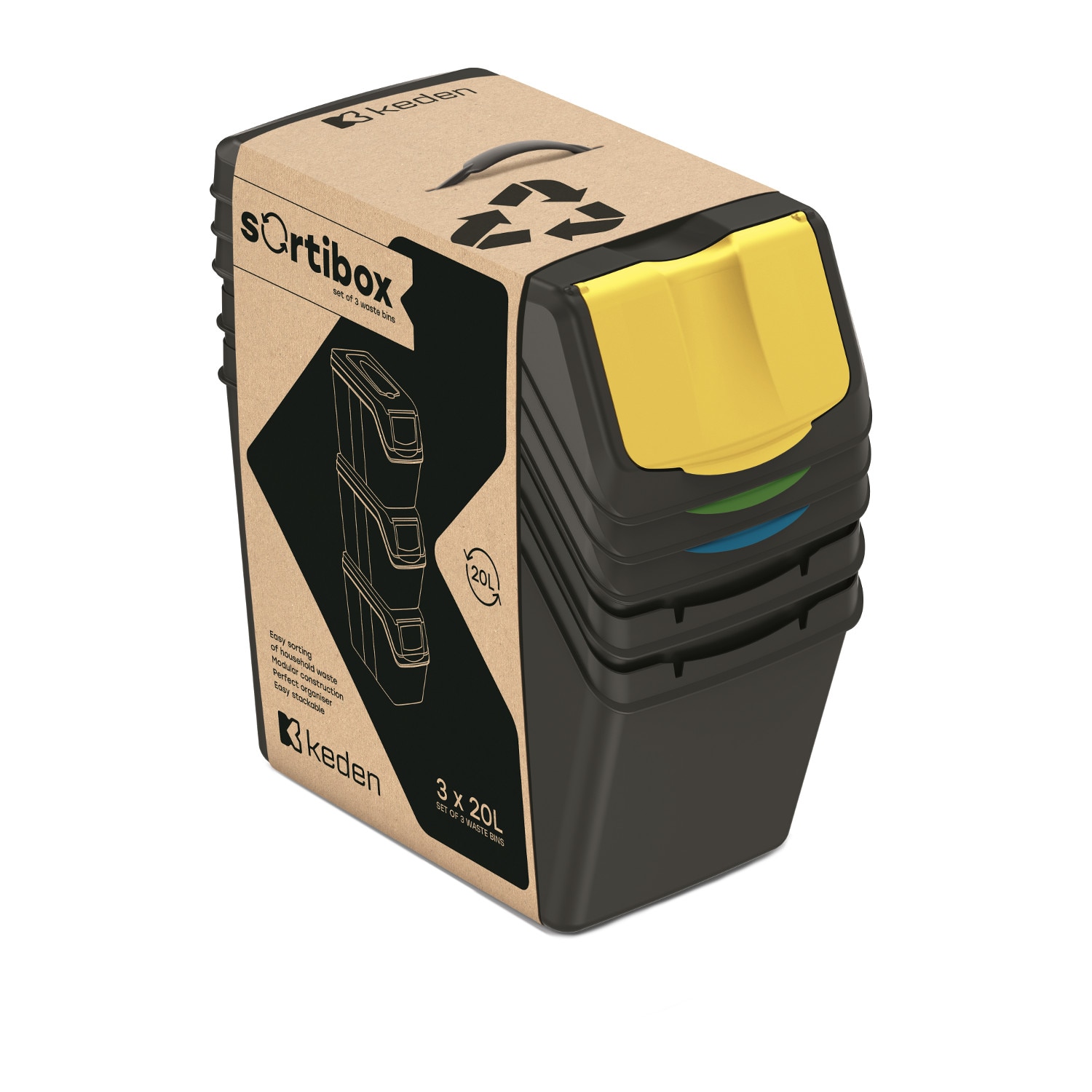 Set 4 Secchi Per Riciclaggio Prosperplast SORTIBOX - 2x35L + 2x25L, Grigio - Foto 5