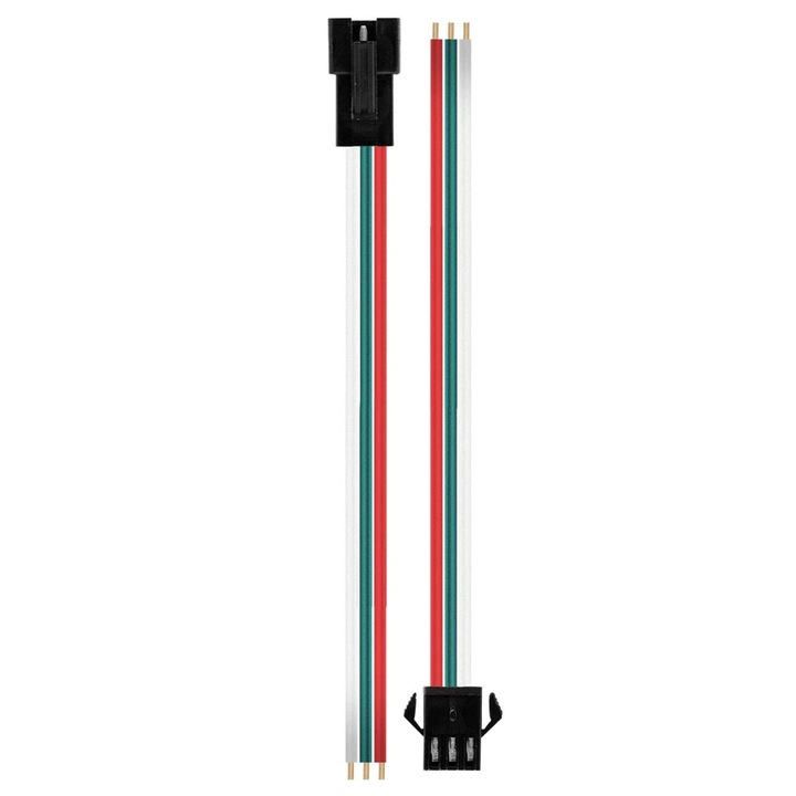Cablu conector auto cu 3 fire, 3 pini, Mama - Tata, 20 cm, Multicolor