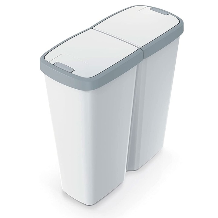 Szemeteskosár Compacta Q Duo, 48,5x28,5x51 cm, 45 L, fehér-szürke