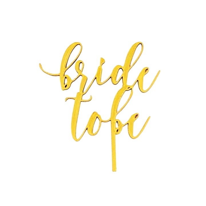 Tortafedő dekoráció "Bride to be", Sárga, 14 cm