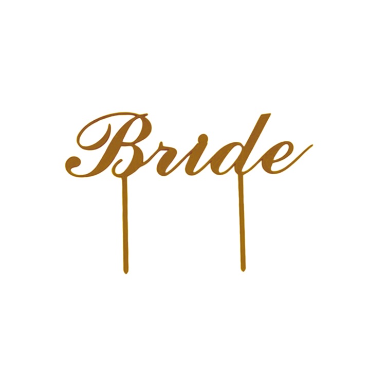 "Menyasszony" tortalap díszítés, Arany, 13 cm