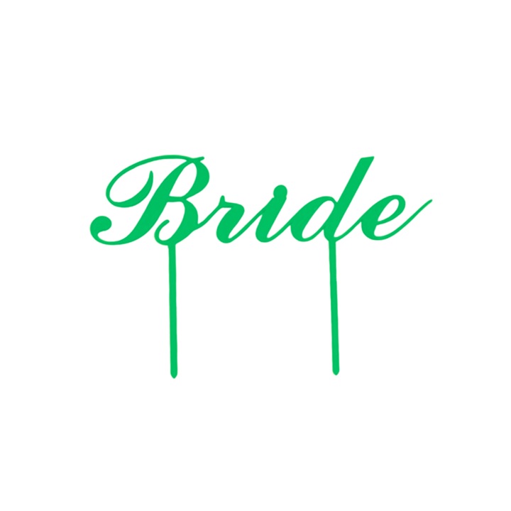 "Menyasszony" tortalap díszítés, Zöld, 13 cm