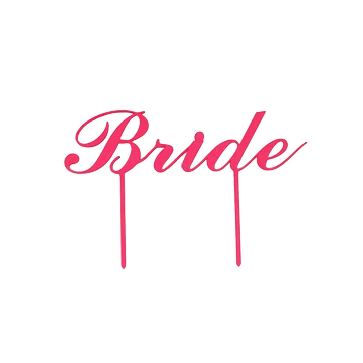 "Bride" torta tetejének díszítése, málna rózsaszín, 13 cm