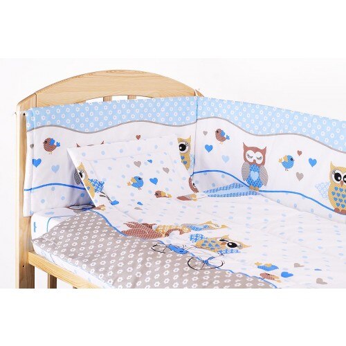 Lenjerie patut, 5 piese, Bufinite albastre, 140x70 cm