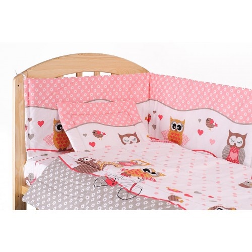 Lenjerie patut, 5 piese, Bufinite roz, 140x70 cm