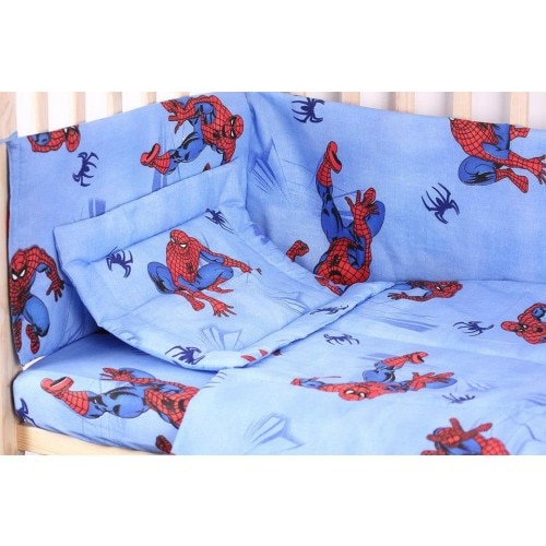 Lenjerie bumbac Spiderman, albastru, 5 piese, 140x70cm