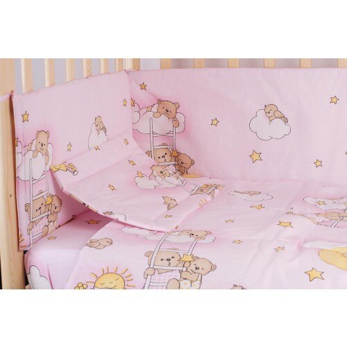 Lenjerie ursuletul somnoros, roz 5 piese 140x70 cm
