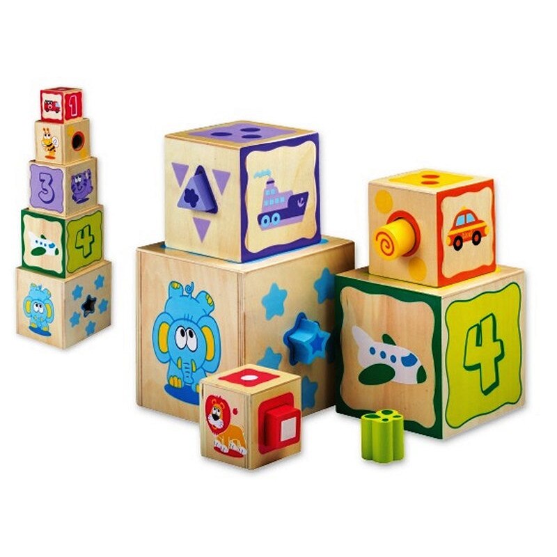 Turn din cuburi si sortator forme din lemn