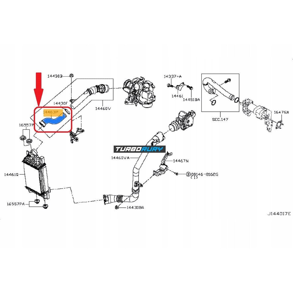 Furtun aer intercooler, Turborury, Nissan Juke Van NV200 Pulsar Qashqai