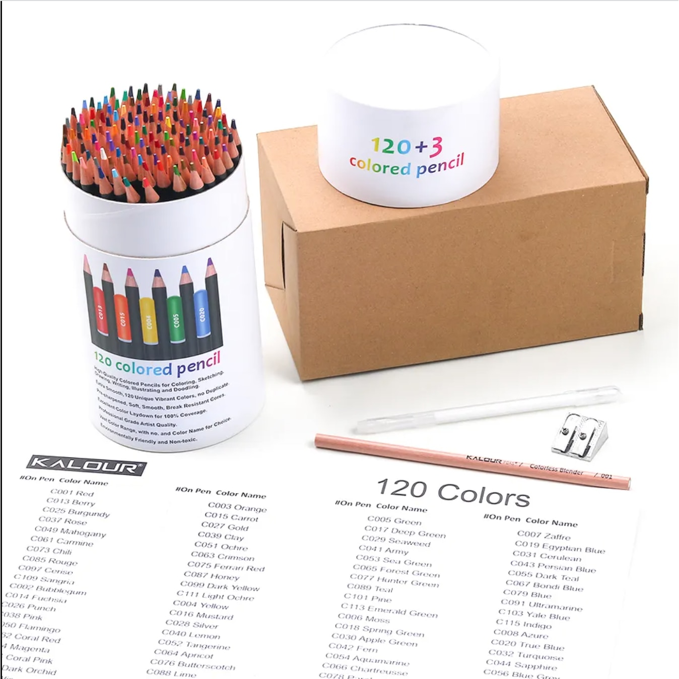 Set de creioane colorate, 123 de in tub carton - eMAG.ro