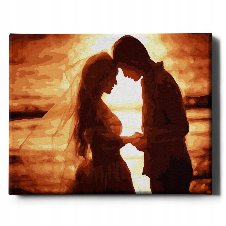 Комплект рисуване по номера, Двойка по залез, 40 x 50 см, Платно, Многоцветен, 14 години+