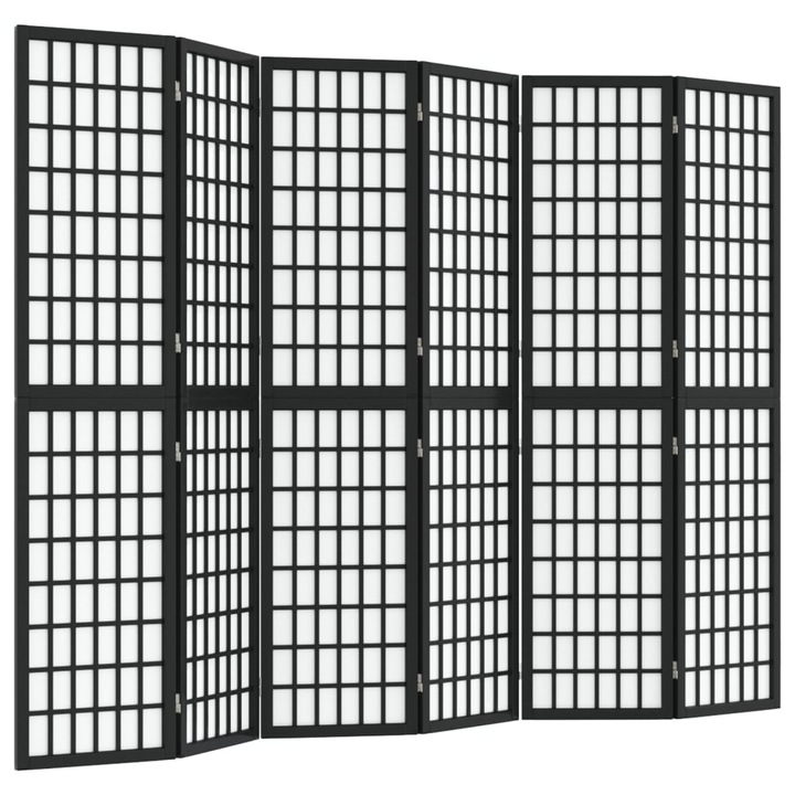 Paravan pliabil cu 6 panouri vidaXL, stil japonez, negru, 240x170 cm