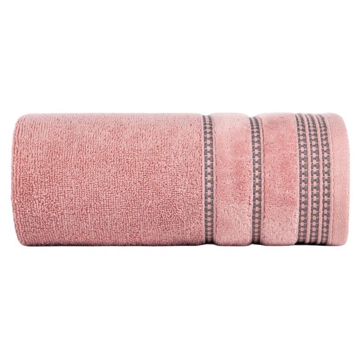 Хавлиена кърпа, Eurofirany, памук/полиестер, 50 x 90 см, розово/сиво