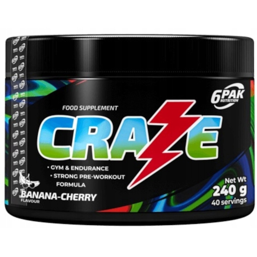 Edzés előtti kondicionáló, 6PAK Nutrition CRAZE, banán cseresznye