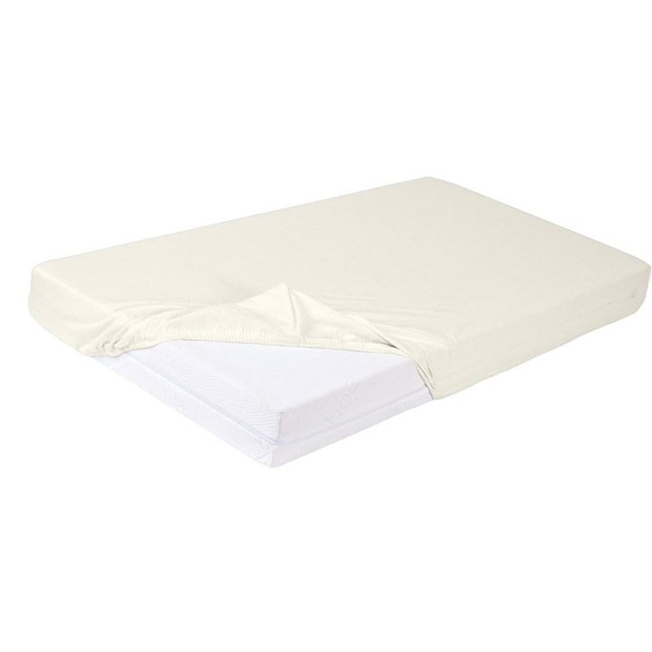 Водоустойчив ластичен чаршаф, Матекс, Бамбук, 90x200 см, Мръснобял