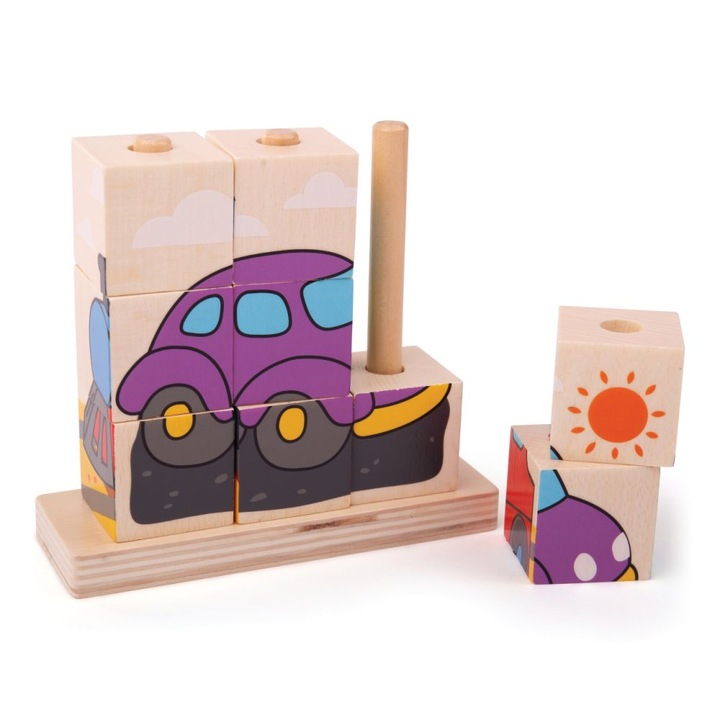 Jucarie educativa bebelusi Bigjigs, Cuburi, Multicolor