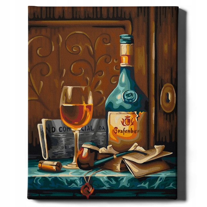 Комплект за рисуване по номера, Вино на масата, 40 х 50 см, Платно, Многоцветен, 14 години+