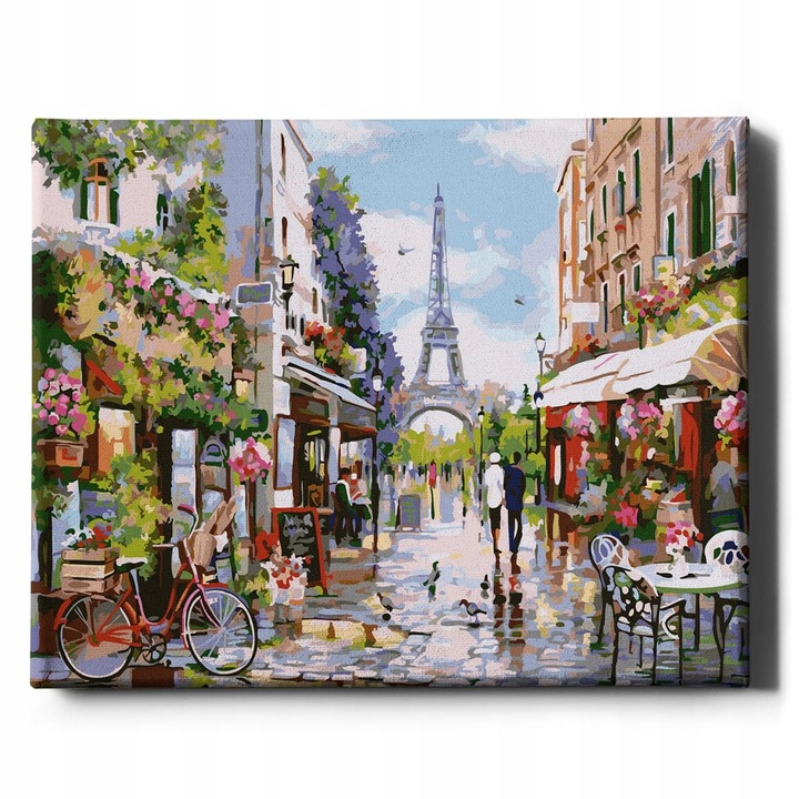 Set pictura pe numere, Strazi din Paris, 40 x 50 cm, Panza, Multicolor, 14 ani+