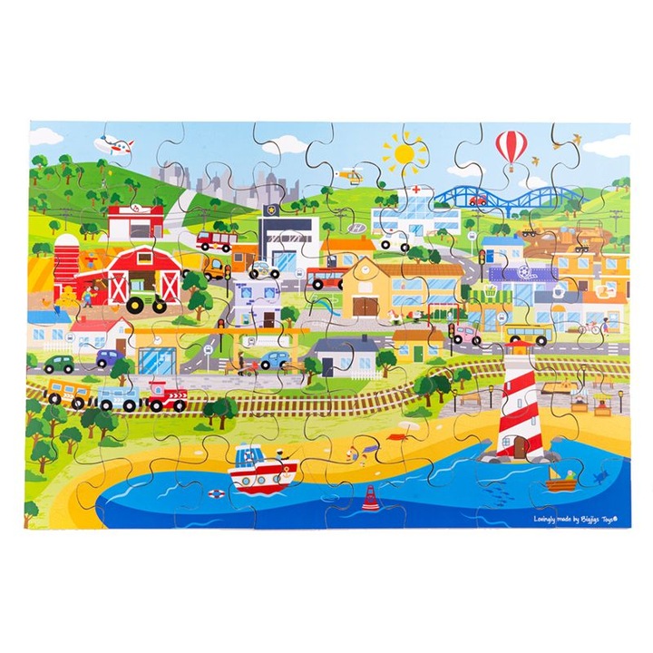 48x puzzle darabból álló készlet, Bigjigs, City, Multicolor, 5+
