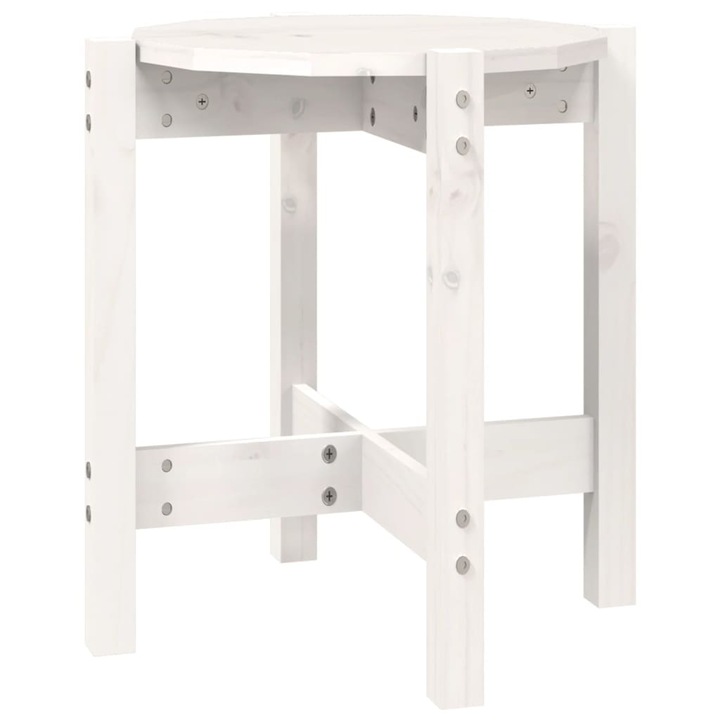 Кафе маса vidaXL, Бяла, Ø 42,5x45 см, Борово дърво масив