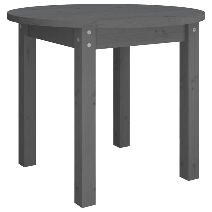 Кафе маса vidaXL, Сива, Ø 55x45 см, Борово дърво масив