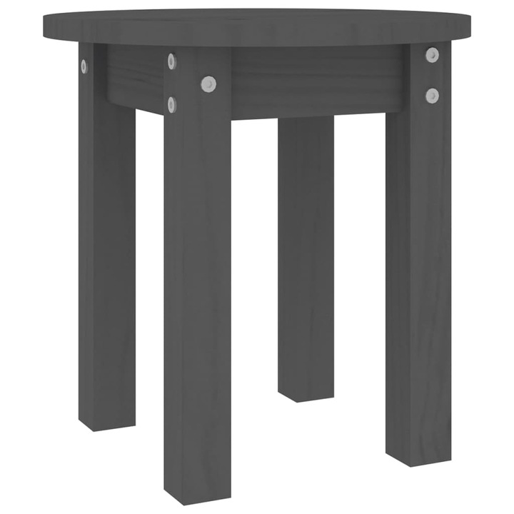 Кафе маса vidaXL, Сива, Ø 35x35 см, Борово дърво масив
