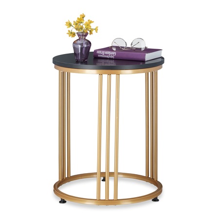 Masuta de cafea, MARMO, din fier/MDF, negru/gold, 51 x 41 cm