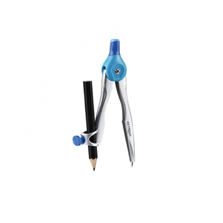 Compas metalic cu creion, Keyroad Metal Vivi, albastru
