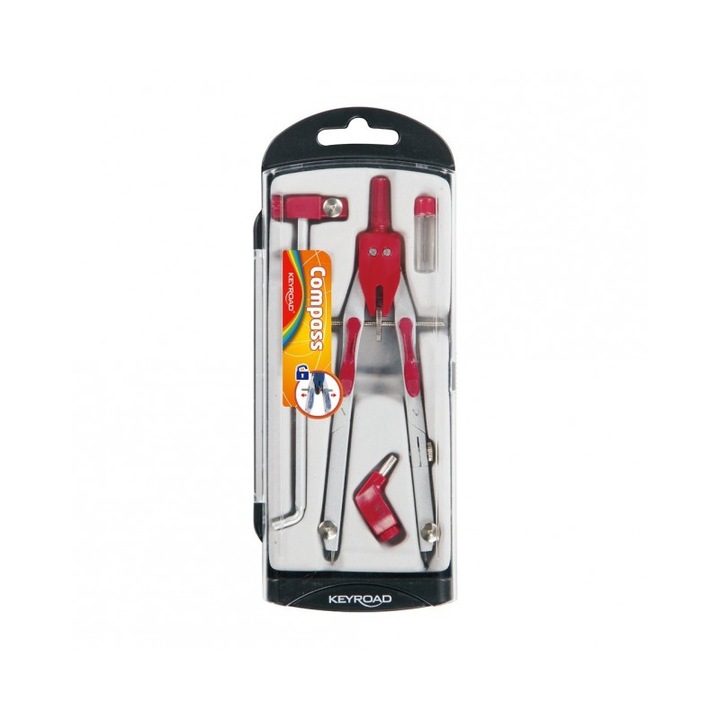 Compas metalic rosu Keyroad KR971412 Fast-track, 1 bucata/cutie PVC