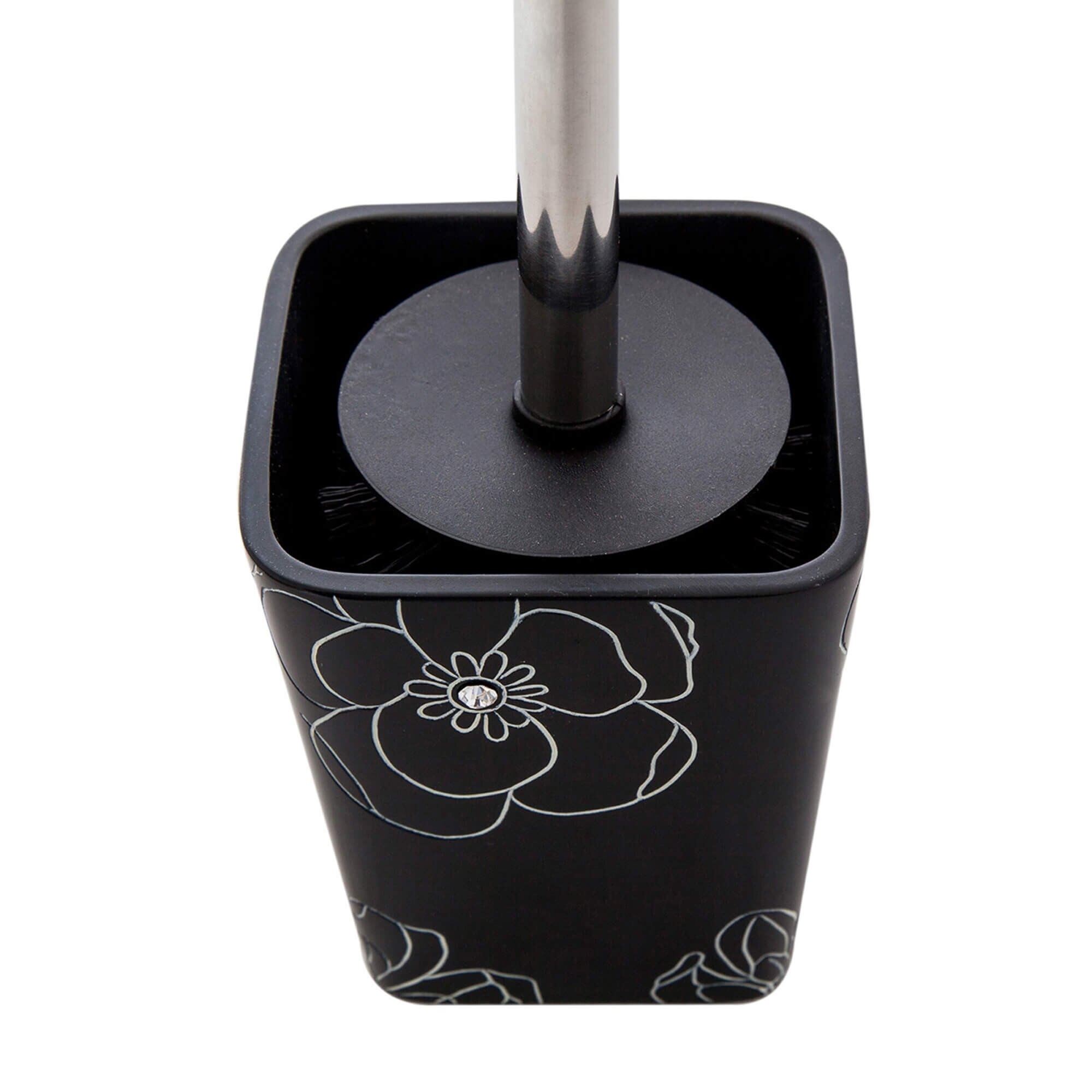 Perie WC cu suport ceramic neagra Diamond Ridder, 22097BLK