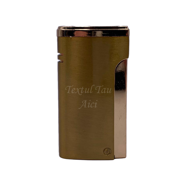Bricheta cu Gaz, Personalizabila cu Textul Tau, Model Robust, Aprindere Tragaci, Antivant, Reincarcabila, Flacara Ajustabila, Metalica, Auriu, Dalimag