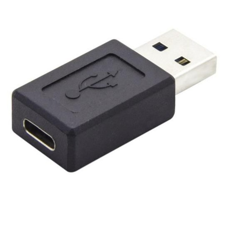 Adapter, USB 3.0 A / 3.1 C, Férfi/Nő, Fekete