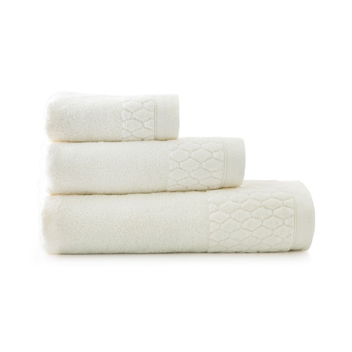 Set 3 prosoape, Zwoltex, Bumbac, 30 x 50 / 50 x 100 / 70 x 140 cm, Crem