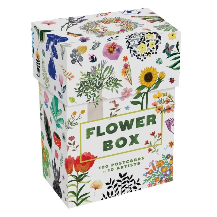 Set 100 carti postale Flower Box, Chronicle Books, Carton, Multicolor