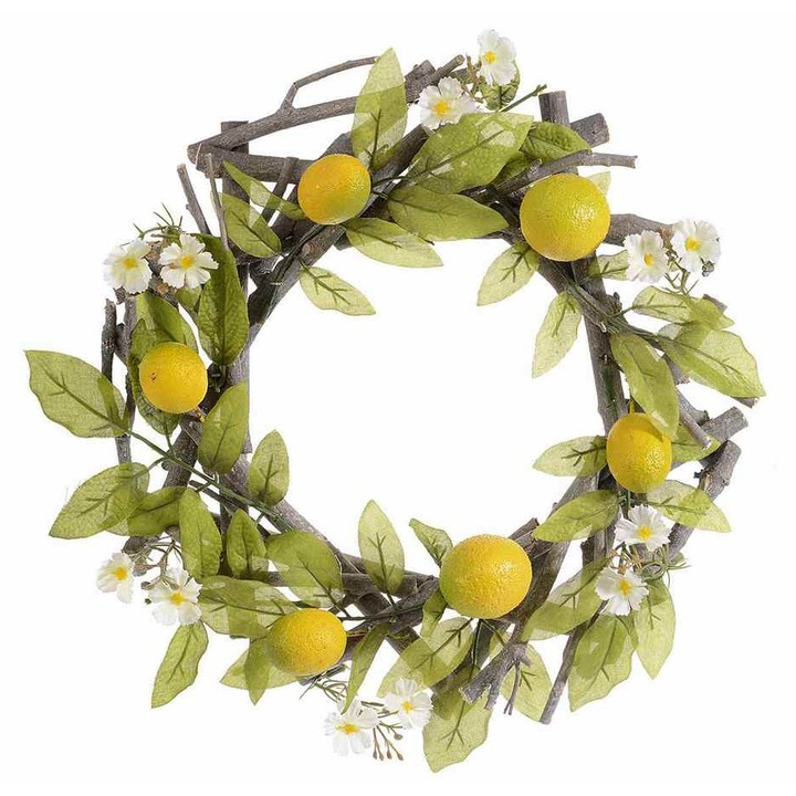 Coronita lemn decorata cu lamai 30 cm