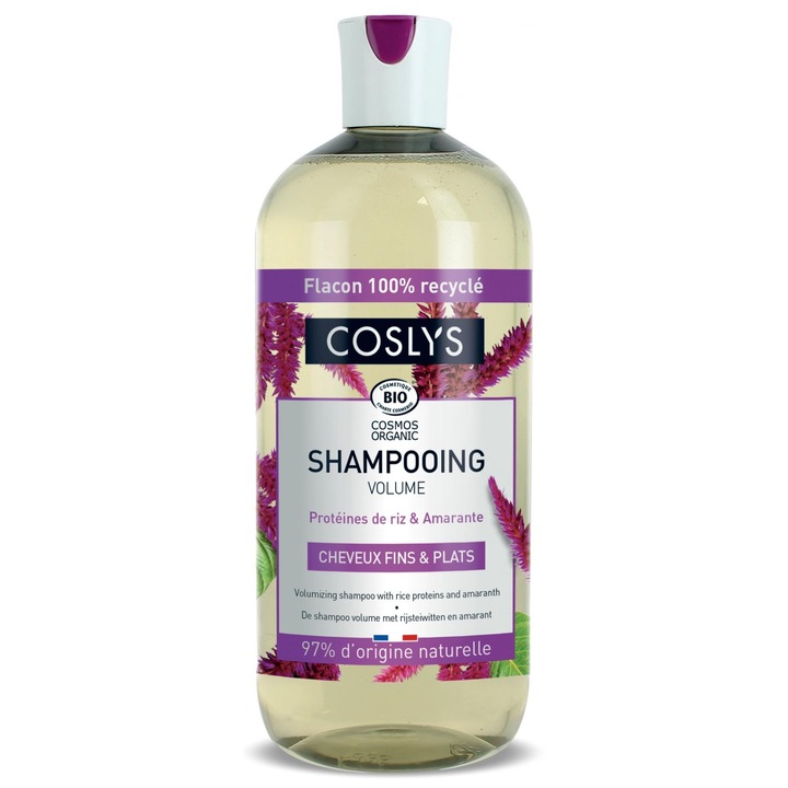 Sampon BIO ingrijire si volum par fin si subtire, cu proteine din orez si amarant Coslys, 500 ml