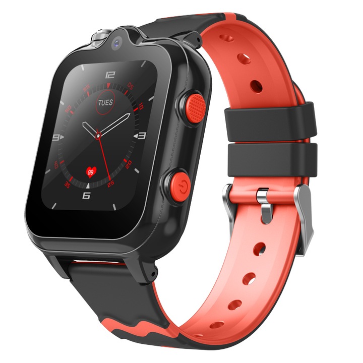Ceas Smartwatch Pentru Copii Wonlex KT18, Negru cu Functie de Localizare GPS, Comunicare bidirectionala, Pedometru, Alarma, Dual Camera, Apel Video, Buton SOS