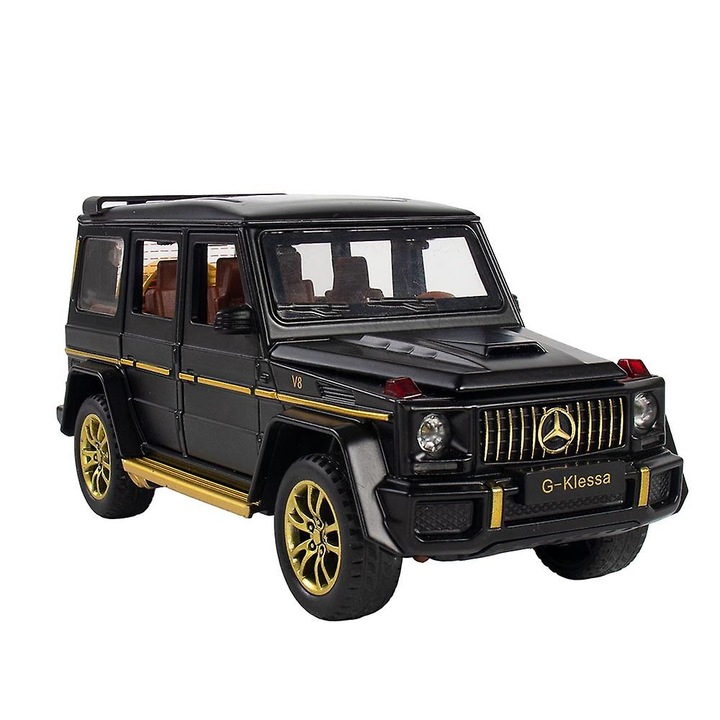 Mercedes G Class G63 autó ajtókkal, Nyitható motorháztetővel, mozgatható csomagtartóval, fényszórókkal és hátsó lámpákkal, motorhangokkal, Méretarány 1:32