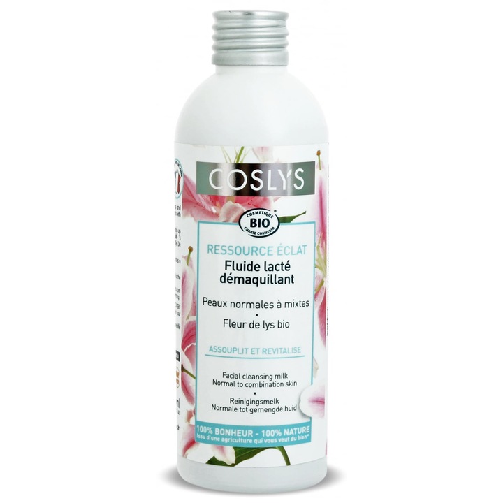 Lapte demachiant BIO curatare blanda ten normal si mixt, cu extract de crin Coslys, 200 ml